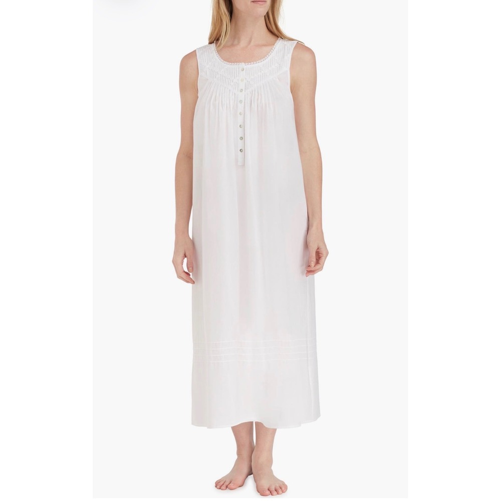 Eileen West Nightgown XL White 100% Cotton Lace Long Sleeveless Heirloom Style